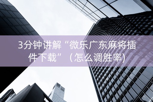 3分钟讲解“微乐广东麻将插件下载”（怎么调胜率)