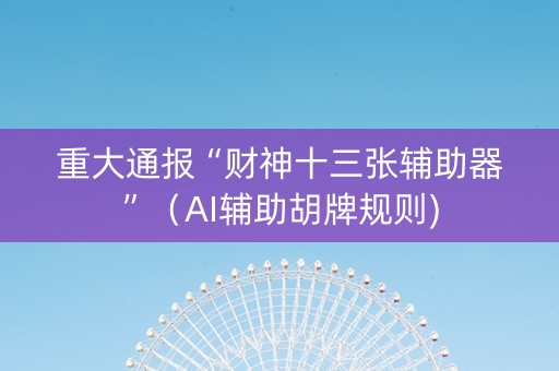 重大通报“财神十三张辅助器”（AI辅助胡牌规则)