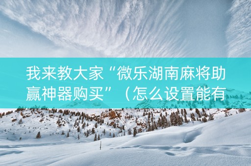 我来教大家“微乐湖南麻将助赢神器购买”（怎么设置能有好牌)