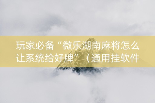 玩家必备“微乐湖南麻将怎么让系统给好牌”（通用挂软件多少钱)