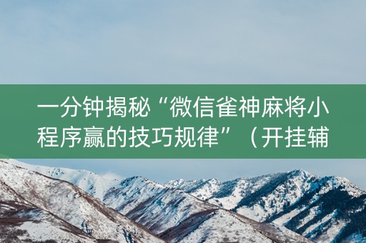 一分钟揭秘“微信雀神麻将小程序赢的技巧规律”（开挂辅助插件)