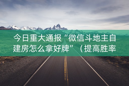 今日重大通报“微信斗地主自建房怎么拿好牌”（提高胜率软件)