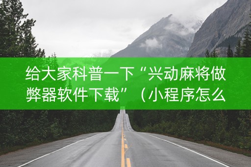 给大家科普一下“兴动麻将做弊器软件下载”（小程序怎么才会赢)