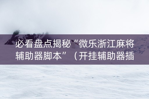 必看盘点揭秘“微乐浙江麻将辅助器脚本”（开挂辅助器插件)