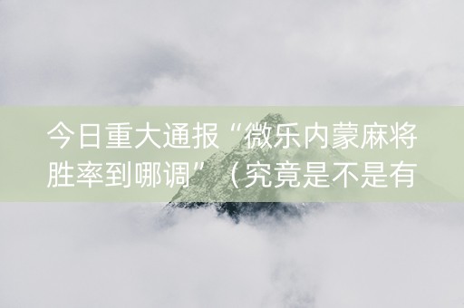 今日重大通报“微乐内蒙麻将胜率到哪调”（究竟是不是有挂)