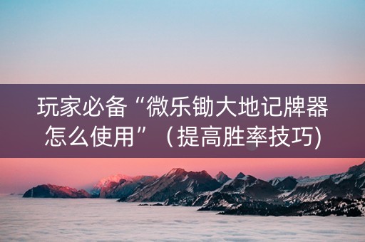玩家必备“微乐锄大地记牌器怎么使用”（提高胜率技巧)