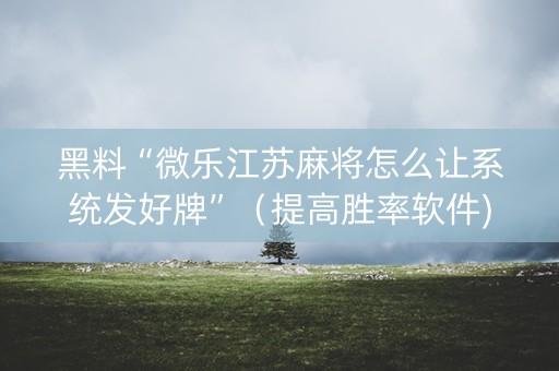 黑料“微乐江苏麻将怎么让系统发好牌”（提高胜率软件)