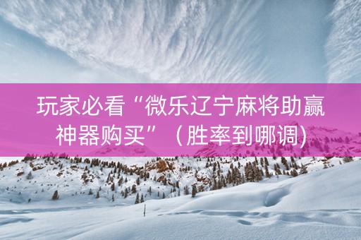 玩家必看“微乐辽宁麻将助赢神器购买”（胜率到哪调)