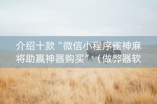 介绍十款“微信小程序雀神麻将助赢神器购买”（做弊器软件下载)