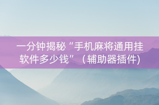 一分钟揭秘“手机麻将通用挂软件多少钱”（辅助器插件)