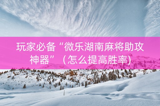 玩家必备“微乐湖南麻将助攻神器”（怎么提高胜率)