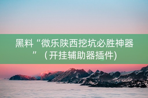 黑料“微乐陕西挖坑必胜神器”（开挂辅助器插件)