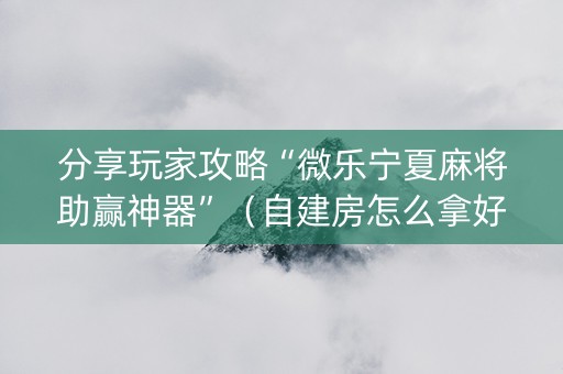 分享玩家攻略“微乐宁夏麻将助赢神器”（自建房怎么拿好牌)
