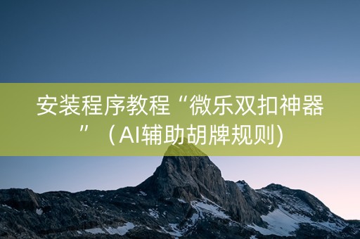 安装程序教程“微乐双扣神器”（AI辅助胡牌规则)