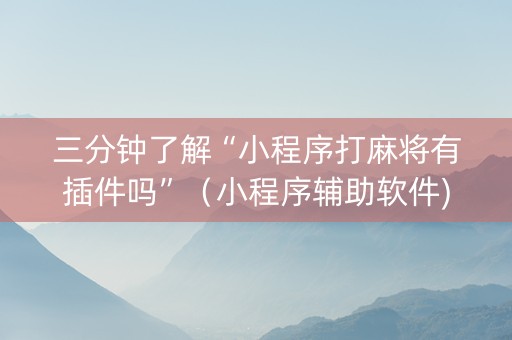 三分钟了解“小程序打麻将有插件吗”（小程序辅助软件)