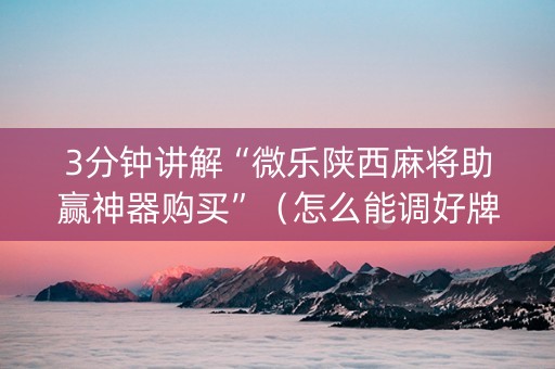 3分钟讲解“微乐陕西麻将助赢神器购买”（怎么能调好牌)