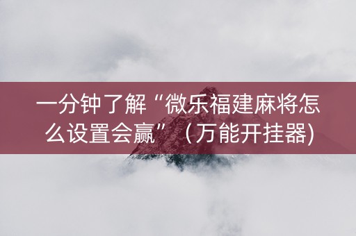 一分钟了解“微乐福建麻将怎么设置会赢”（万能开挂器)