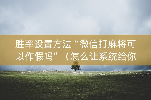 胜率设置方法“微信打麻将可以作假吗”（怎么让系统给你发好牌)