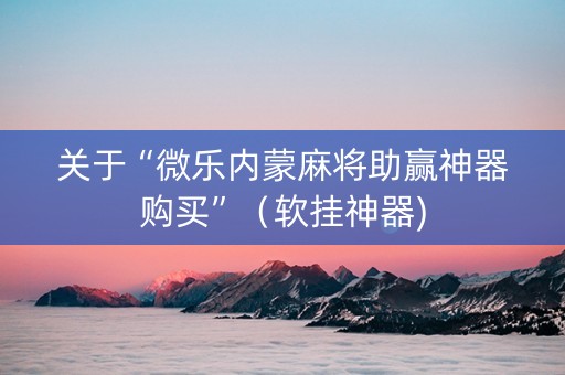 关于“微乐内蒙麻将助赢神器购买”（软挂神器)