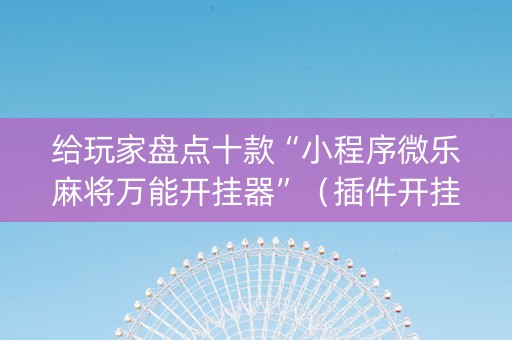 给玩家盘点十款“小程序微乐麻将万能开挂器”（插件开挂免费AI)