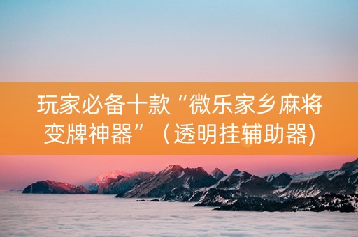 玩家必备十款“微乐家乡麻将变牌神器”（透明挂辅助器)