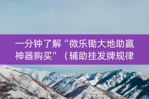 一分钟了解“微乐锄大地助赢神器购买”（辅助挂发牌规律)