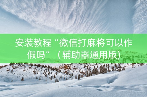 安装教程“微信打麻将可以作假吗”（辅助器通用版)