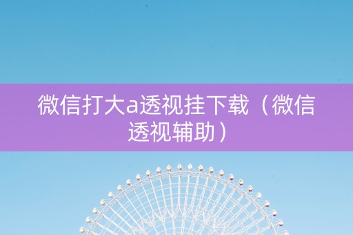 微信打大a透视挂下载（微信透视辅助）