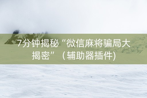 7分钟揭秘“微信麻将骗局大揭密”（辅助器插件)
