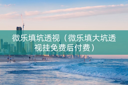 微乐填坑透视（微乐填大坑透视挂免费后付费）