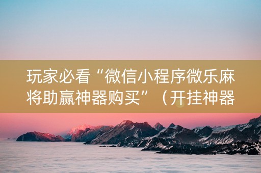 玩家必看“微信小程序微乐麻将助赢神器购买”（开挂神器下载)