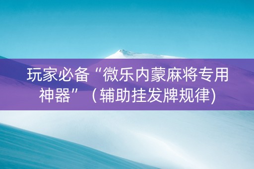 玩家必备“微乐内蒙麻将专用神器”（辅助挂发牌规律)