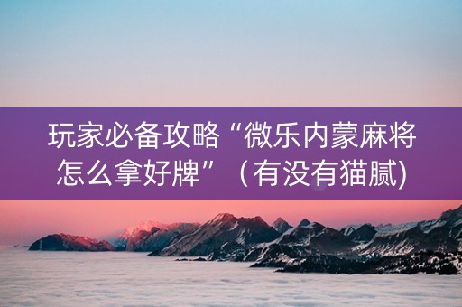 玩家必备攻略“微乐内蒙麻将怎么拿好牌”（有没有猫腻)