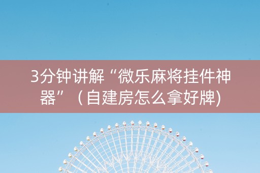 3分钟讲解“微乐麻将挂件神器”（自建房怎么拿好牌)