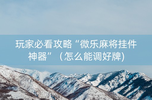 玩家必看攻略“微乐麻将挂件神器”（怎么能调好牌)