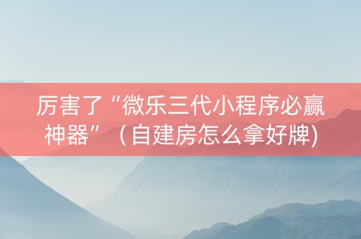 厉害了“微乐三代小程序必赢神器”（自建房怎么拿好牌)