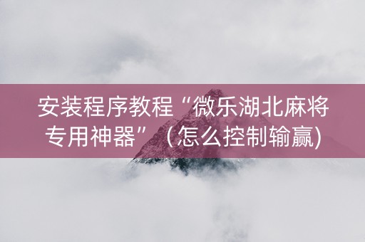 安装程序教程“微乐湖北麻将专用神器”（怎么控制输赢)