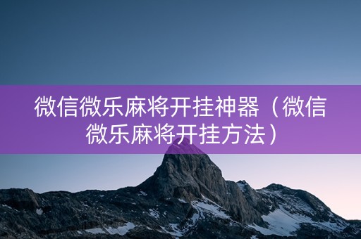 微信微乐麻将开挂神器（微信微乐麻将开挂方法）