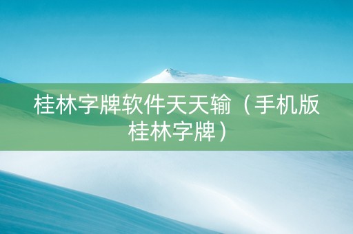 桂林字牌软件天天输（手机版桂林字牌）