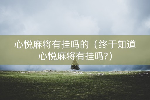 心悦麻将有挂吗的（终于知道心悦麻将有挂吗?）