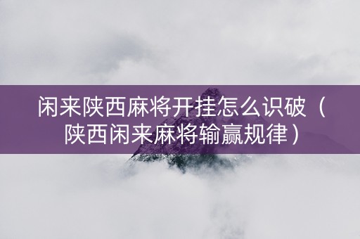 闲来陕西麻将开挂怎么识破（陕西闲来麻将输赢规律）