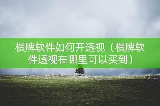 棋牌软件如何开透视（棋牌软件透视在哪里可以买到）