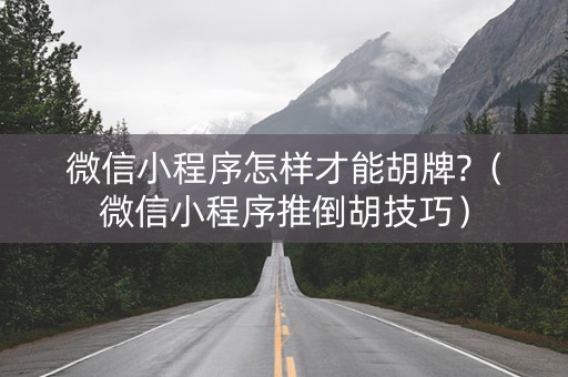 微信小程序怎样才能胡牌?（微信小程序推倒胡技巧）