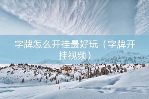 字牌怎么开挂最好玩（字牌开挂视频）