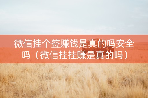 微信挂个签赚钱是真的吗安全吗（微信挂挂赚是真的吗）