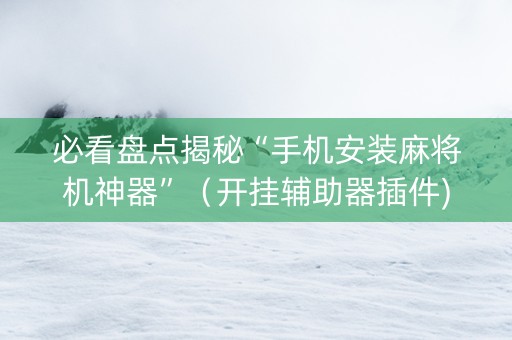 必看盘点揭秘“手机安装麻将机神器”（开挂辅助器插件)
