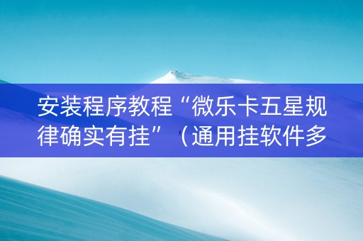 安装程序教程“微乐卡五星规律确实有挂”（通用挂软件多少钱)