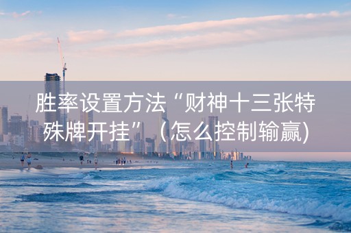 胜率设置方法“财神十三张特殊牌开挂”（怎么控制输赢)