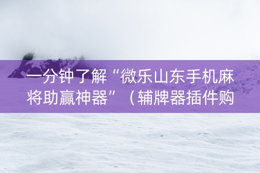 一分钟了解“微乐山东手机麻将助赢神器”（辅牌器插件购买)