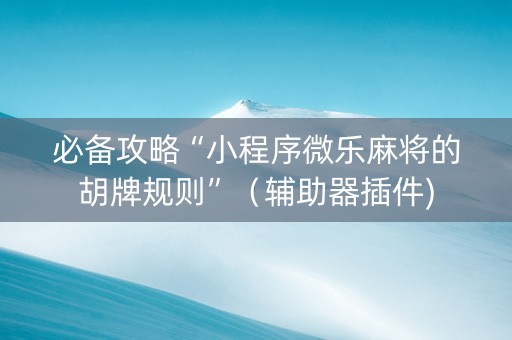 必备攻略“小程序微乐麻将的胡牌规则”（辅助器插件)